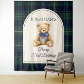 Preppy Teddy Bear Birthday Photo Backdrop Wandteppich (Beispiel)