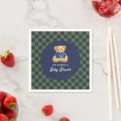 Preppy Teddy Bear Checkboard Baby Shower Serviette (Beispiel)