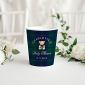 Preppy Teddy bear Luxury Plaid Baby Shower Pappbecher