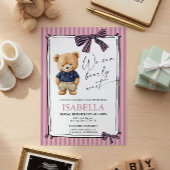 Preppy Teddy Bear Pink Baby Shower Einladung