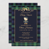 Preppy Teddy Bear Plaid Baby Shower Invitation Einladung (Vorne/Hinten)