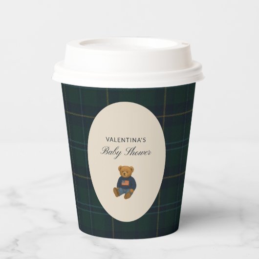 Preppy Teddy Polo Bear Baby Shower Paper Cups Pappbecher (Vorderseite)