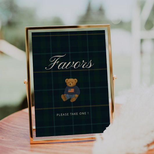 Preppy-Teddy-Polobär-Babyshower-Geschenk-Schild