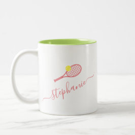 Preppy Tennis Ball Monogram personalisiert Pink Gr Zweifarbige Tasse