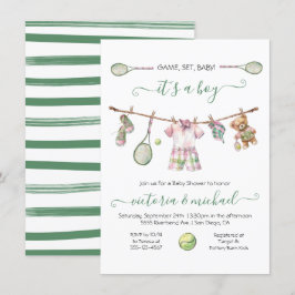 Preppy Tennis Boy Baby Dusche Einladung