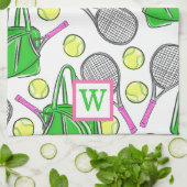 Preppy Tennis Classic Monogram Geschirrtuch (Gefaltet)