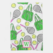 Preppy Tennis Classic Monogram Geschirrtuch (Vertikal)