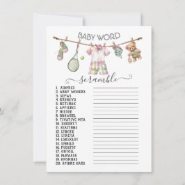 Preppy Tennis Clothesline Baby Word Scramble Einladung