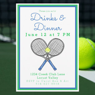 Preppy Tennis Getränke & Dinnerparty / Schläger Einladung