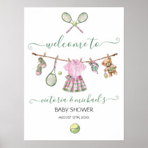 Preppy Tennis Girl Baby Dusche Begrüßungszeichen Poster