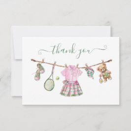 Preppy Tennis Girl Clothesline Danke Notiz