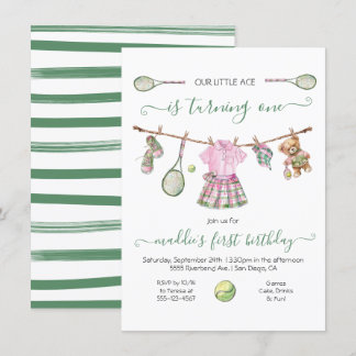 Preppy Tennis Girl zum Geburtstag Einladung