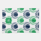 Preppy Tennis Laurel Wreath - Navy & Green Geschirrtuch (Horizontal)