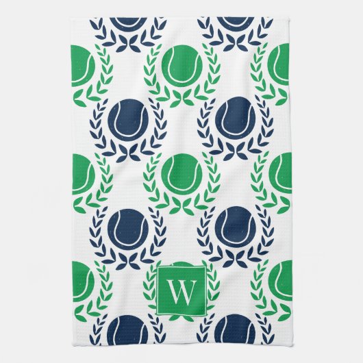 Preppy Tennis Laurel Wreath - Navy & Green Geschirrtuch (Vertikal)