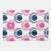 Preppy Tennis Laurel Wreath - Navy & Hot Pink Geschirrtuch (Horizontal)