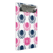 Preppy Tennis Laurel Wreath - Navy & Hot Pink Mini Klemmbrett (Schrägansicht)