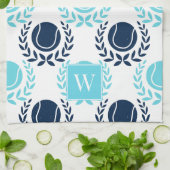 Preppy Tennis Laurel Wreath - Navy & Turquoise Geschirrtuch (Gefaltet)