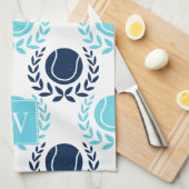 Preppy Tennis Laurel Wreath - Navy & Turquoise Geschirrtuch (Viertel Falte)