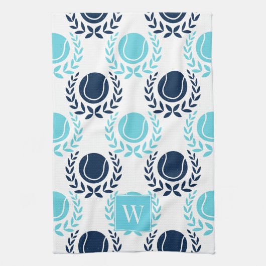 Preppy Tennis Laurel Wreath - Navy & Turquoise Geschirrtuch (Vertikal)