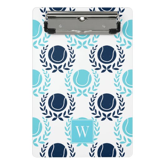 Preppy Tennis Laurel Wreath - Navy & Turquoise Mini Klemmbrett (Vorderseite)