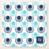 Preppy Tennis Laurel Wreath - Navy & Turquoise Rechteckiger Pappuntersetzer (Vorderseite)