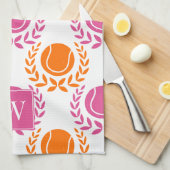 Preppy Tennis Laurel Wreath - Orange & Hot Pink Geschirrtuch (Viertel Falte)
