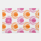 Preppy Tennis Laurel Wreath - Orange & Hot Pink Geschirrtuch (Horizontal)