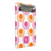 Preppy Tennis Laurel Wreath - Orange & Hot Pink Mini Klemmbrett (Schrägansicht)