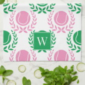 Preppy Tennis Laurel Wreath - Pink & Green Geschirrtuch (Gefaltet)