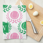 Preppy Tennis Laurel Wreath - Pink & Green Geschirrtuch (Viertel Falte)