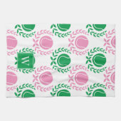 Preppy Tennis Laurel Wreath - Pink & Green Geschirrtuch (Horizontal)