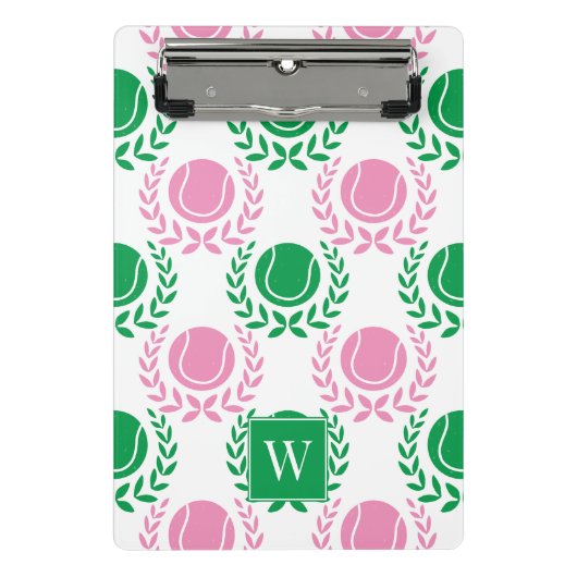 Preppy Tennis Laurel Wreath - Pink & Green Mini Klemmbrett (Vorderseite)
