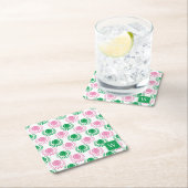 Preppy Tennis Laurel Wreath - Pink & Green Rechteckiger Pappuntersetzer (Vor Ort)