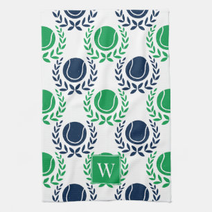 Preppy-Tennis-Lorbeerkranz - Marineblau & Grün Geschirrtuch