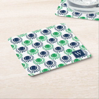 Preppy-Tennis-Lorbeerkranz - Marineblau & Grün Rechteckiger Pappuntersetzer