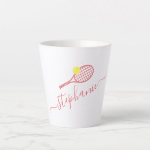 Preppy Tennis Monogram Personalisiert Pink  Milchtasse