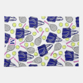 Preppy Tennis Navy Monogramm Geschirrtuch (Horizontal)