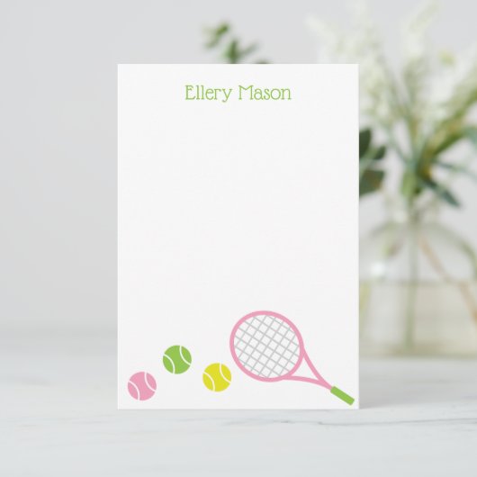 Preppy Tennis Personalisiert Flat Mitteilungskarte (Stehend Vorderseite)
