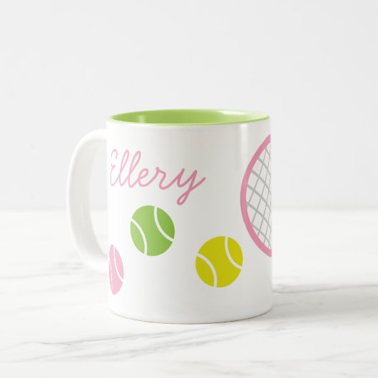 Preppy Tennis personalisiert Mug Zweifarbige Tasse (Vorderseite Links)
