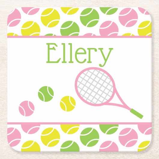 Preppy Tennis Personalisiert Paper Untersetzer (Vorderseite)