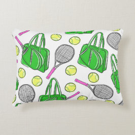 Preppy Tennis Racquets Grünes Muster Dekokissen