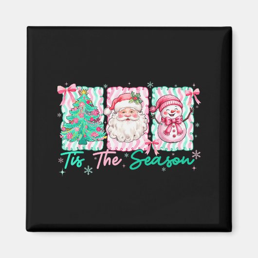 Preppy Tis The Season Santa Snowman Merry Christma Magnet (Vorne)