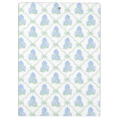 Preppy Trellis Bow Blue & Green Hydrangeas Monogra Klemmbrett (Rückseite)