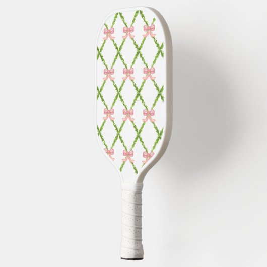 Preppy Trellis mit rosa Bows Pickle Ball Pickleball Schläger (Links)