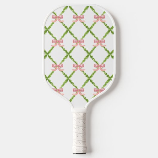 Preppy Trellis mit rosa Bows Pickle Ball Pickleball Schläger (Vorderseite)