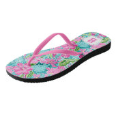 Preppy Tropical Hibisken Blume | Monogramm Badesandalen (Schrägansicht)