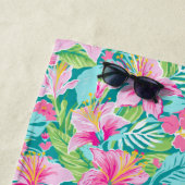 Preppy Tropical Hibisken Blume | Monogramm Strandtuch (Beispiel)