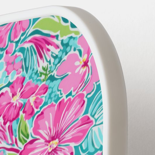 Preppy Tropical Hibiskus | Monogramm-Pickleball Pickleball Schläger (Linke Seite)