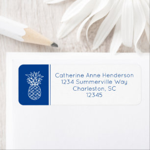 Preppy Tropical Navy Blue Ananas Personalisiert