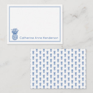 Preppy Tropical Navy Blue Ananas Personalisiert Mitteilungskarte